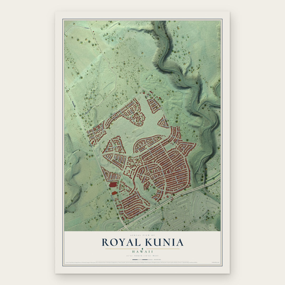 Royal Kunia, Hawaii map print, the full design