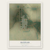 Hannah, North Dakota map print, the full design