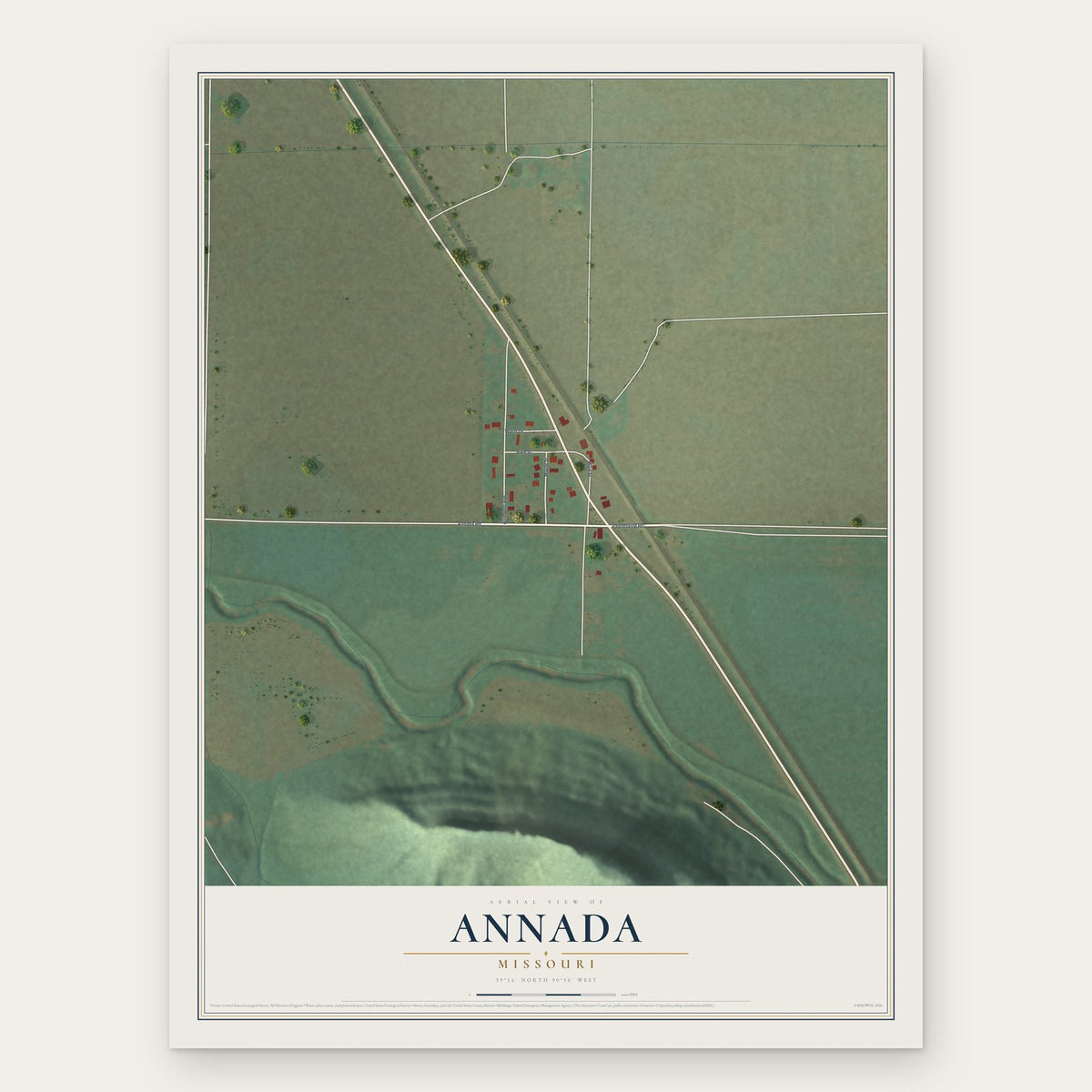Annada, Missouri map print, the full design