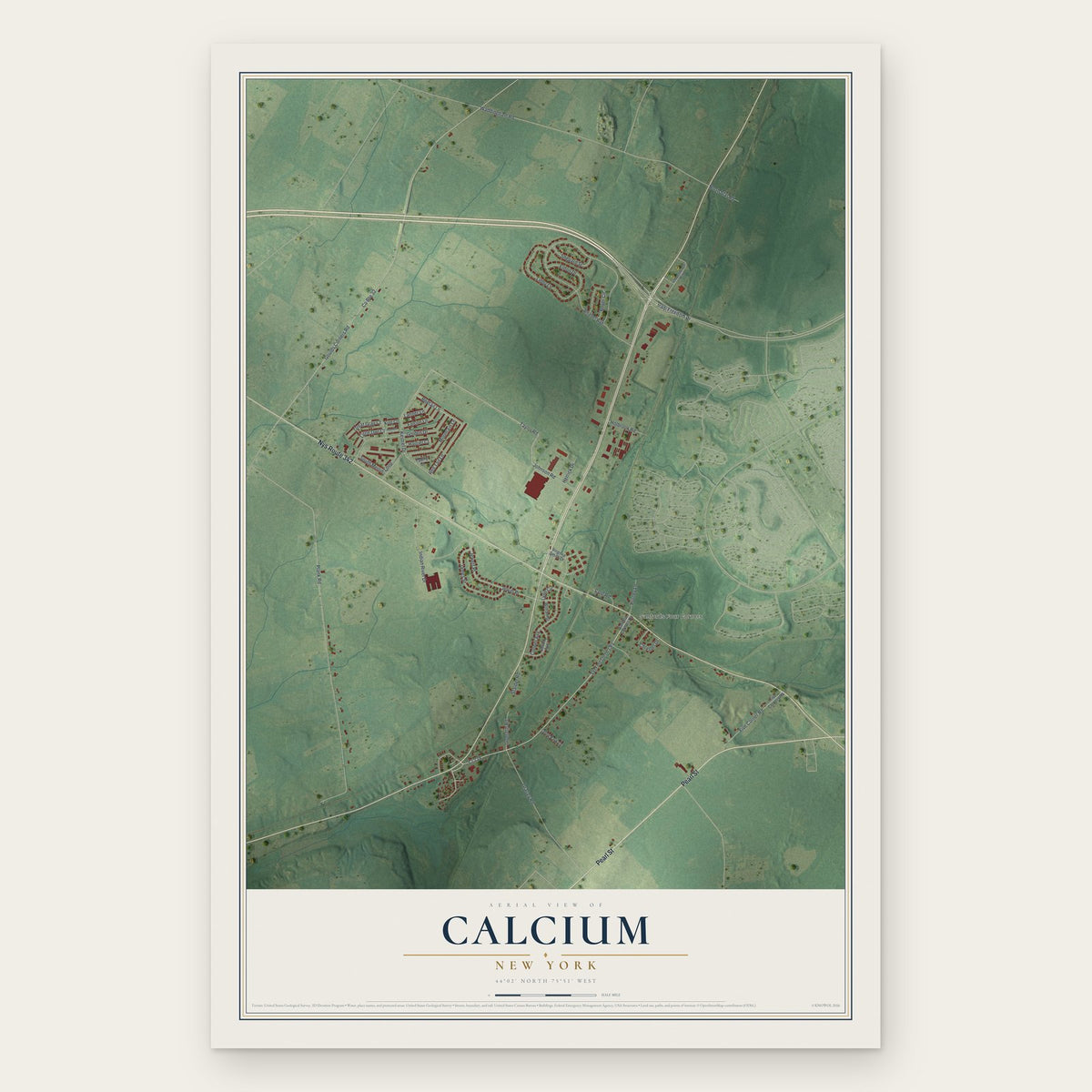 Calcium, New York map print, the full design