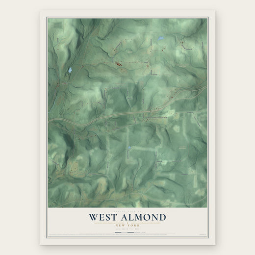 West Almond, New York map print, the full design