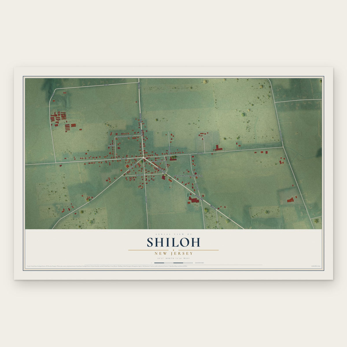 Shiloh, New Jersey map print, the full design