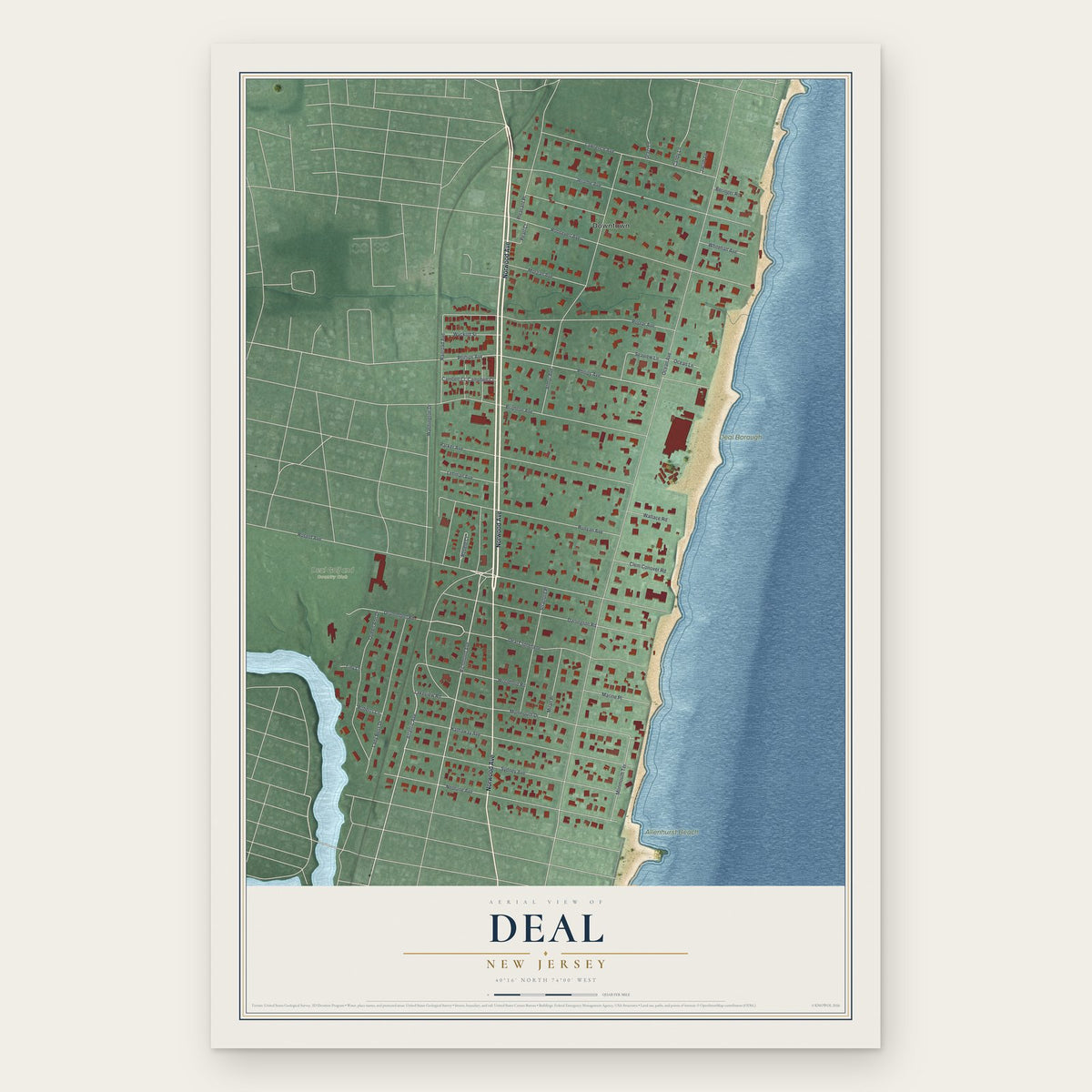 Deal, New Jersey map print, the full design