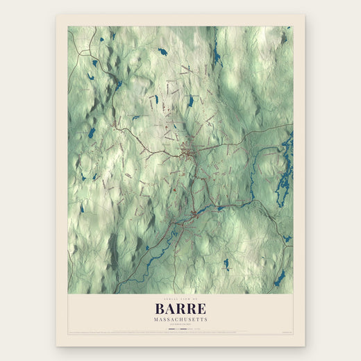 Barre, Massachusetts map print, the full design