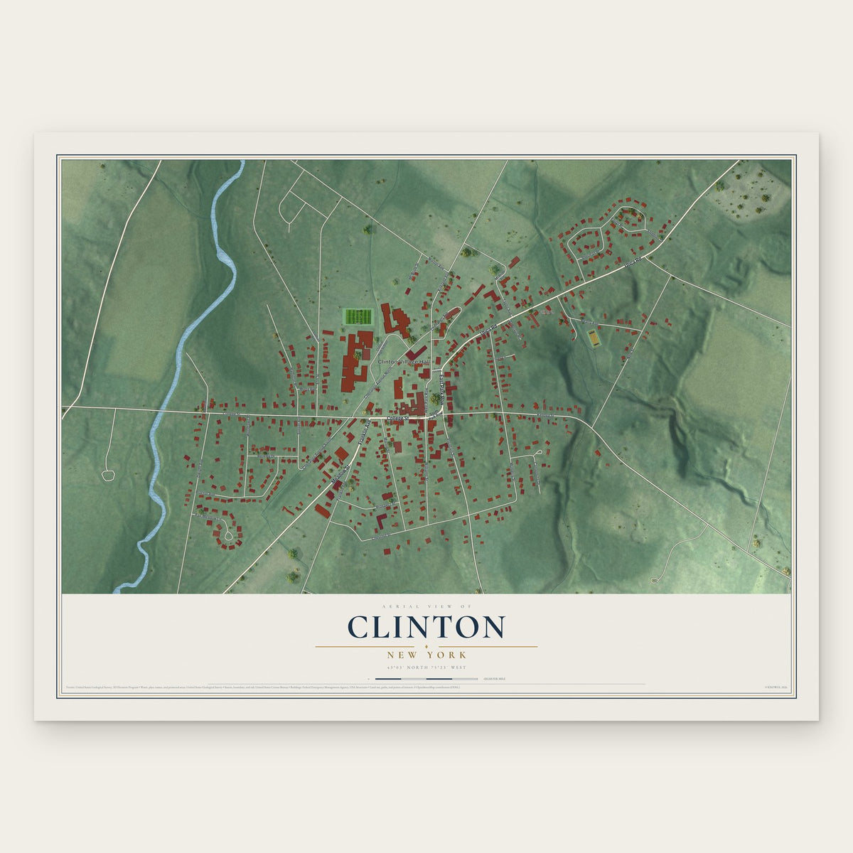 Clinton, New York map print, the full design