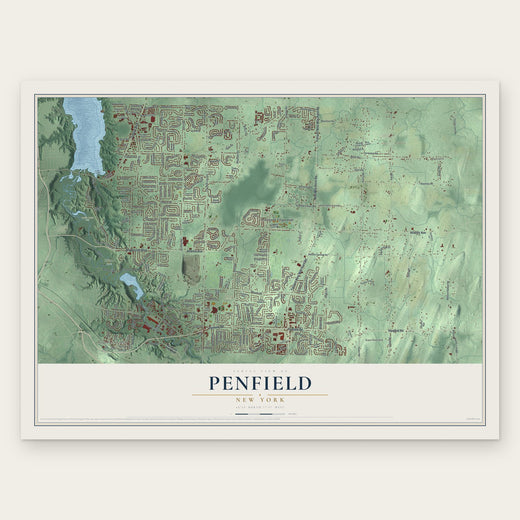 Penfield, New York map print, the full design