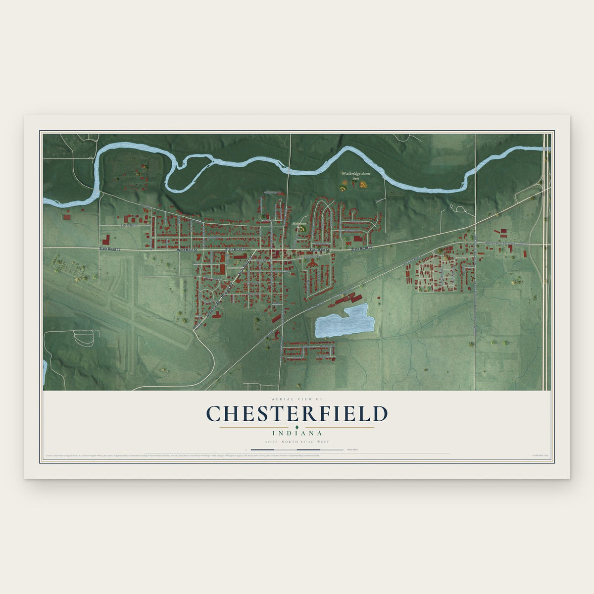 Chesterfield, Indiana map print, the full design