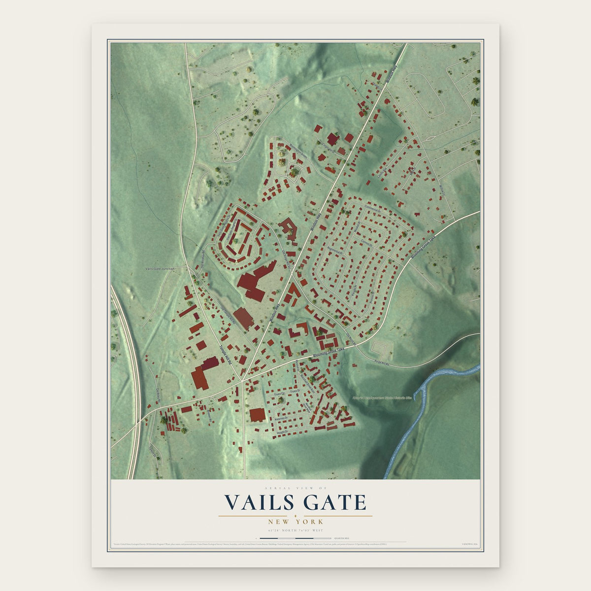 Vails Gate, New York map print, the full design