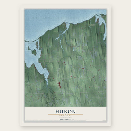 Huron, New York map print, the full design