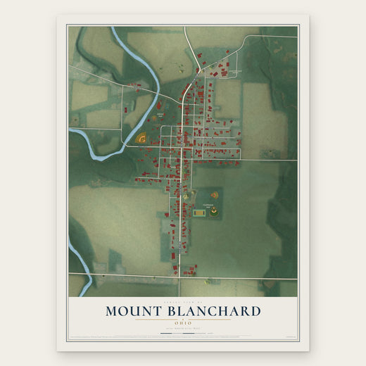 Mount Blanchard, Ohio map print, the full design