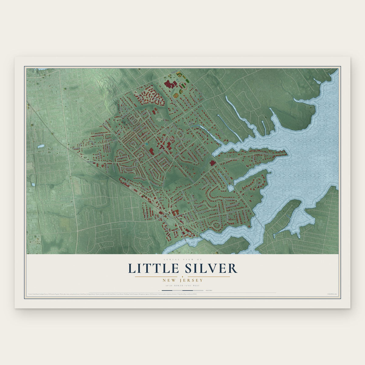 Little Silver, New Jersey map print, the full design