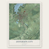Jefferson City, Tennessee map print, the full design