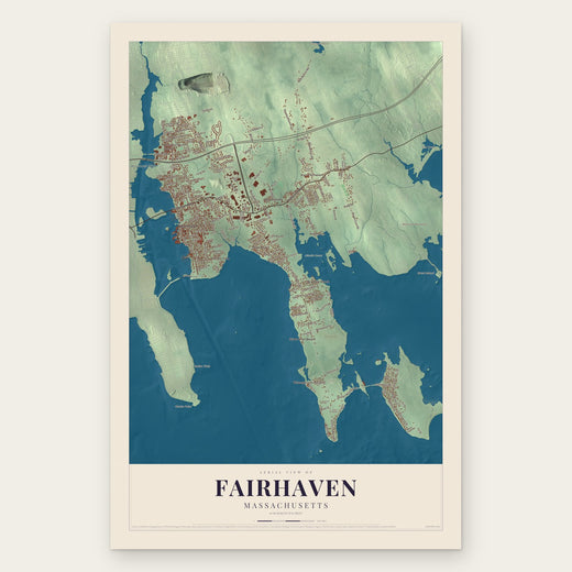 Fairhaven, Massachusetts map print, the full design