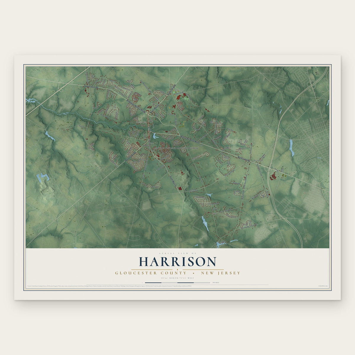 Harrison, Gloucester County, New Jersey map print, the full design
