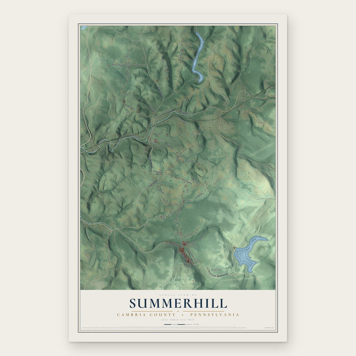 Summerhill, Cambria County, Pennsylvania map print, the full design