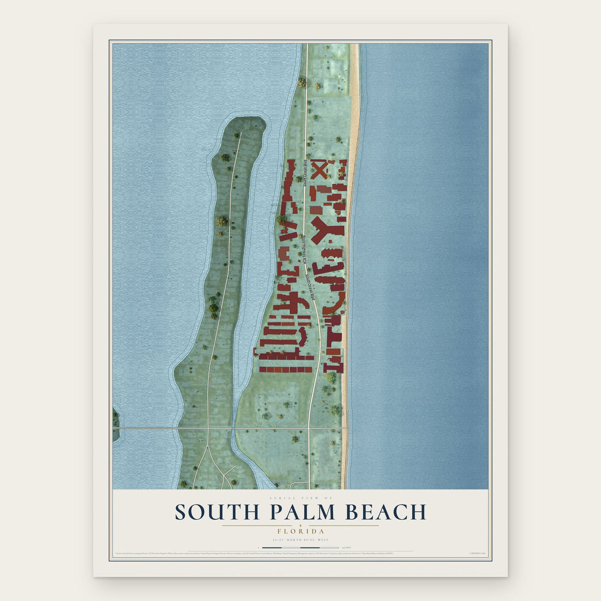 South Palm Beach, Florida map print, the full design