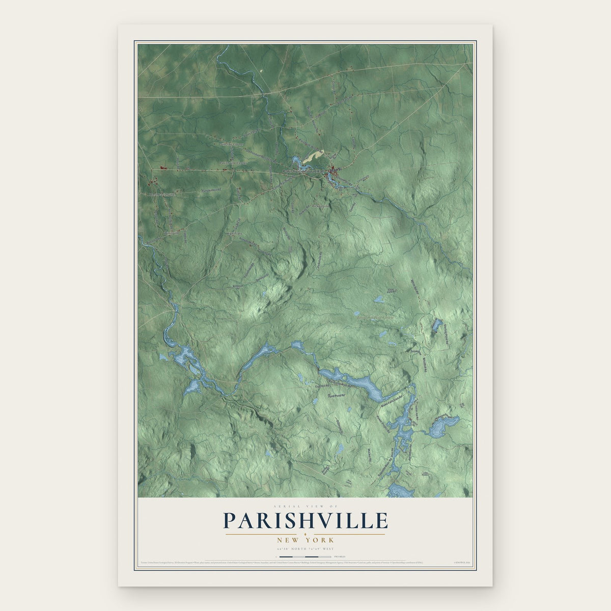 Parishville, New York map print, the full design