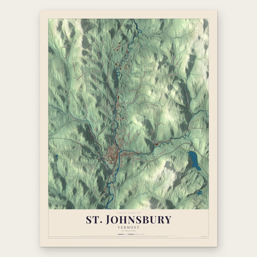 St. Johnsbury, Vermont map print, the full design