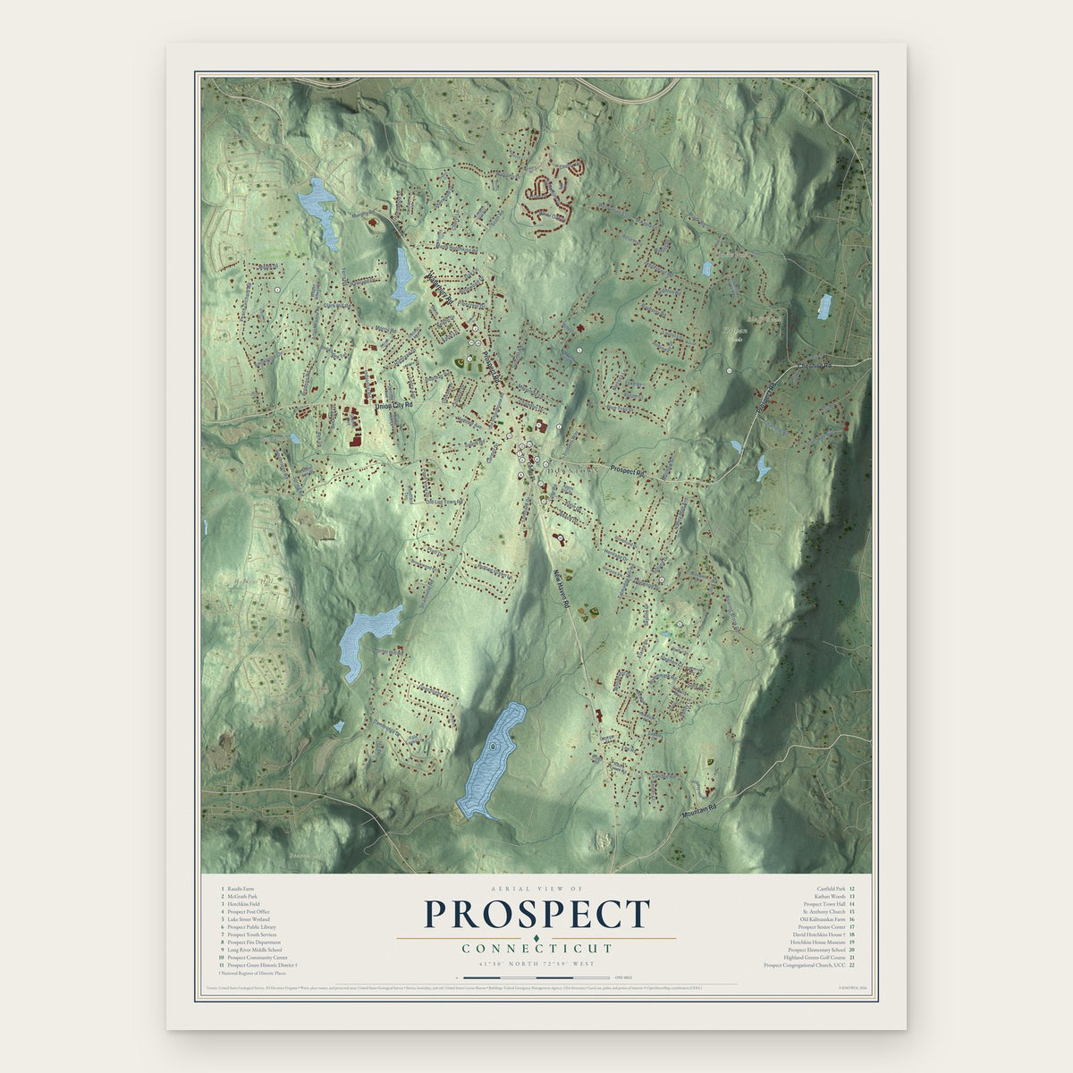 Prospect, Connecticut map print, the full design