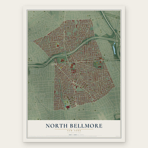 North Bellmore, New York map print, the full design