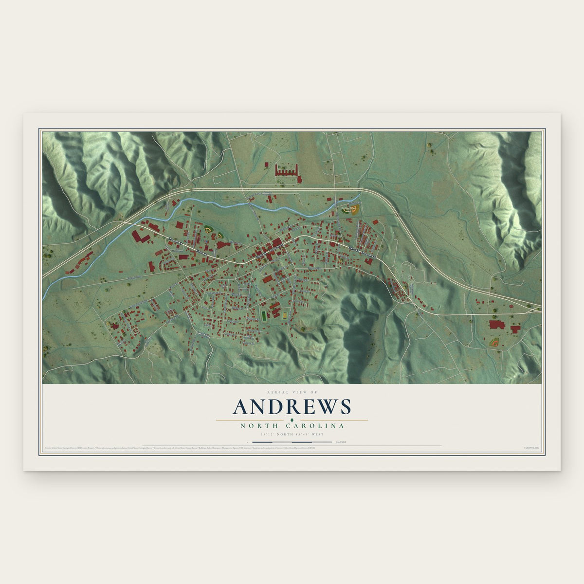 Andrews, North Carolina map print, the full design