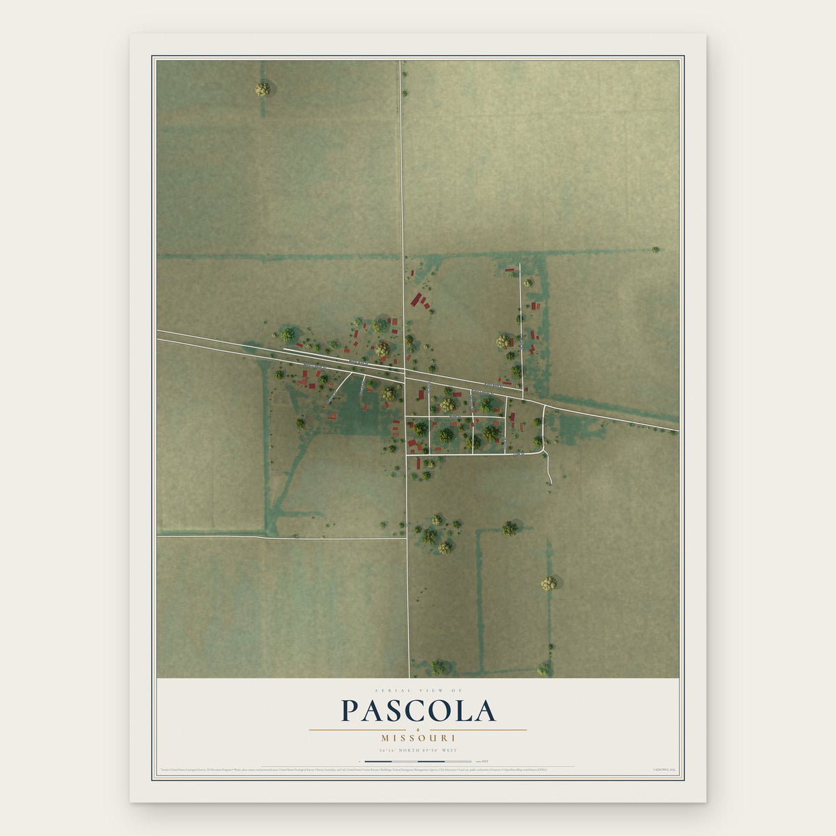Pascola, Missouri map print, the full design
