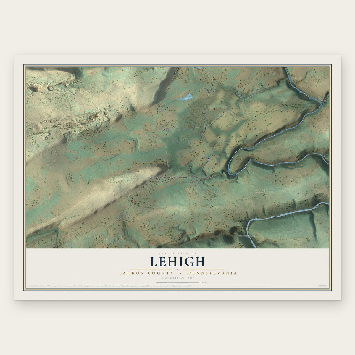Lehigh, Carbon County, Pennsylvania map print, the full design