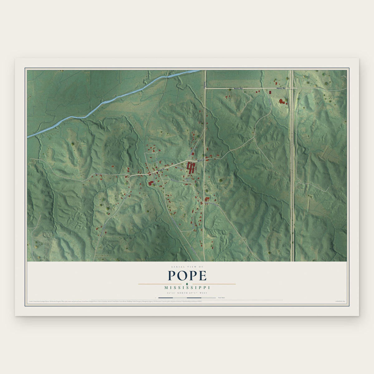 Pope, Mississippi map print, the full design