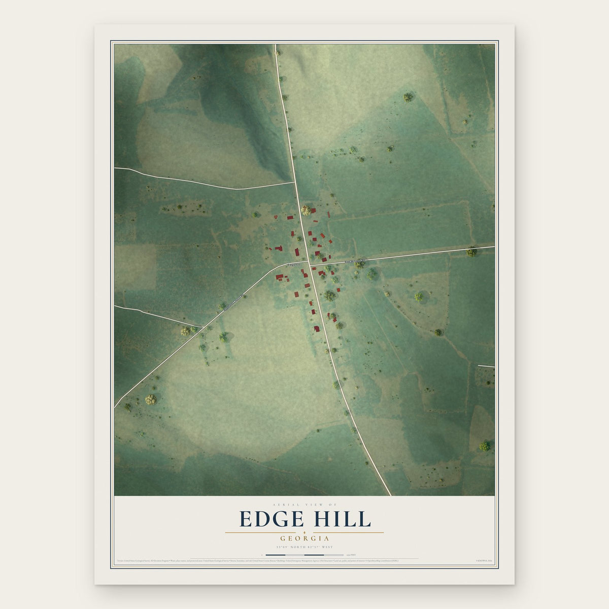 Edge Hill, Georgia map print, the full design