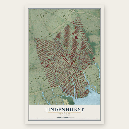 Lindenhurst, New York map print, the full design