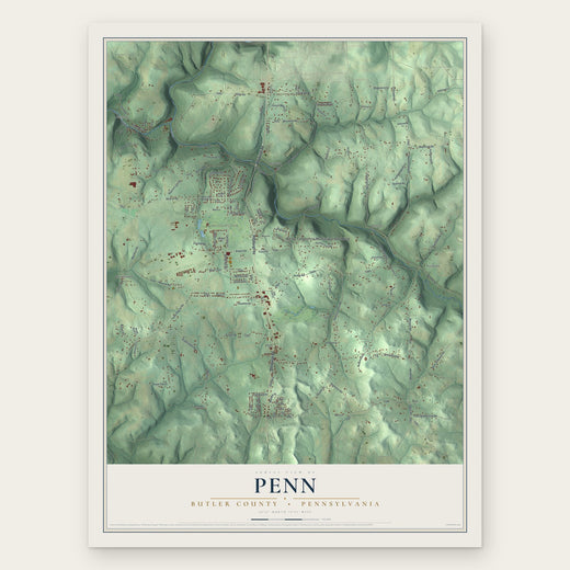 Penn, Butler County, Pennsylvania map print, the full design