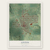 Linton, North Dakota map print, the full design