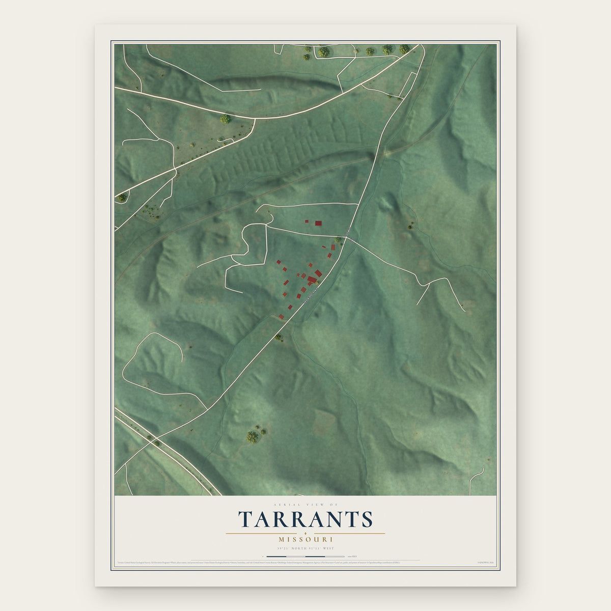 Tarrants, Missouri map print, the full design
