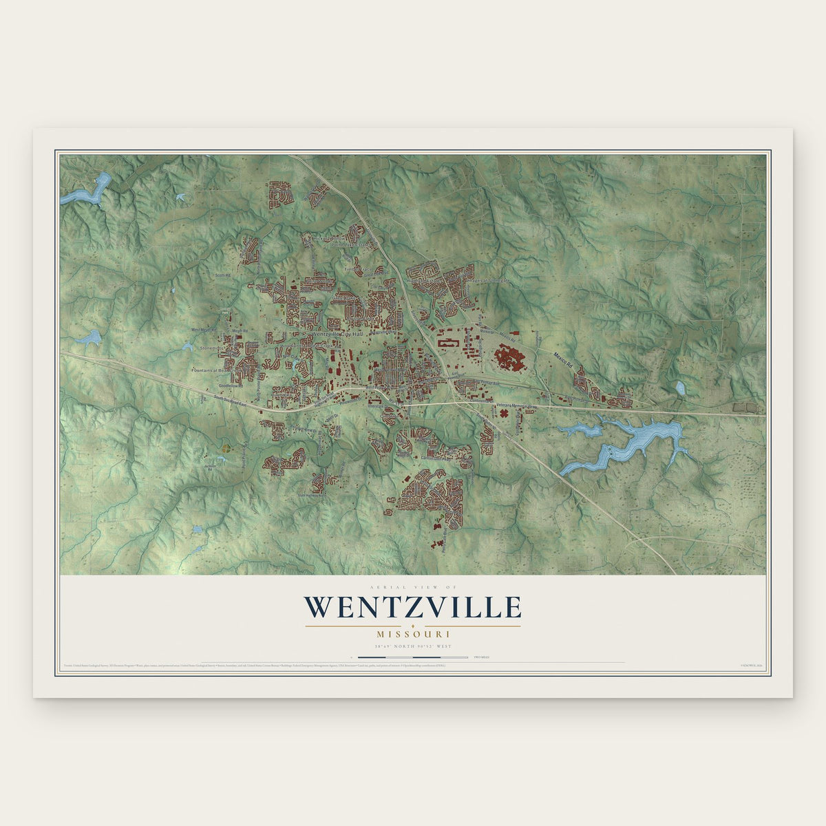 Wentzville, Missouri map print, the full design
