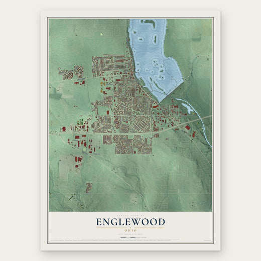 Englewood, Ohio map print, the full design