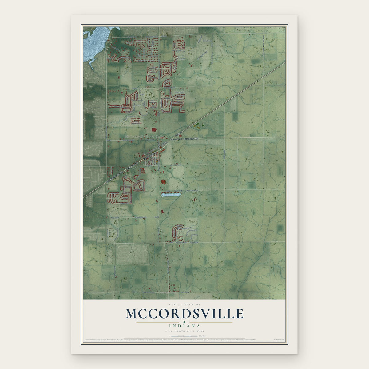 McCordsville, Indiana map print, the full design