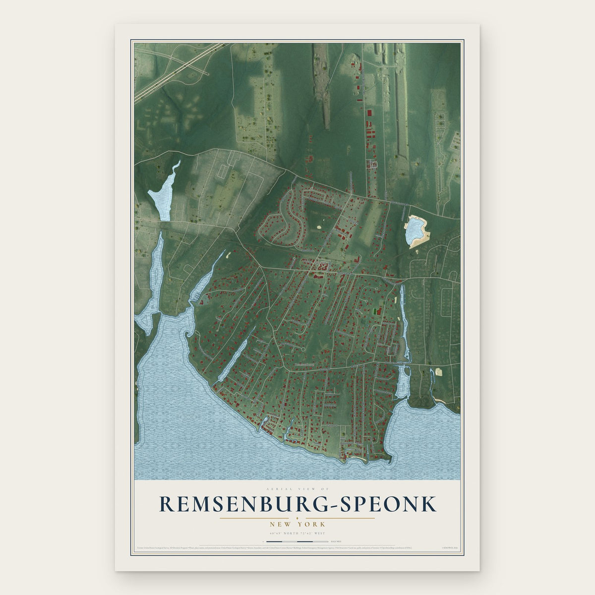 Remsenburg-Speonk, New York map print, the full design