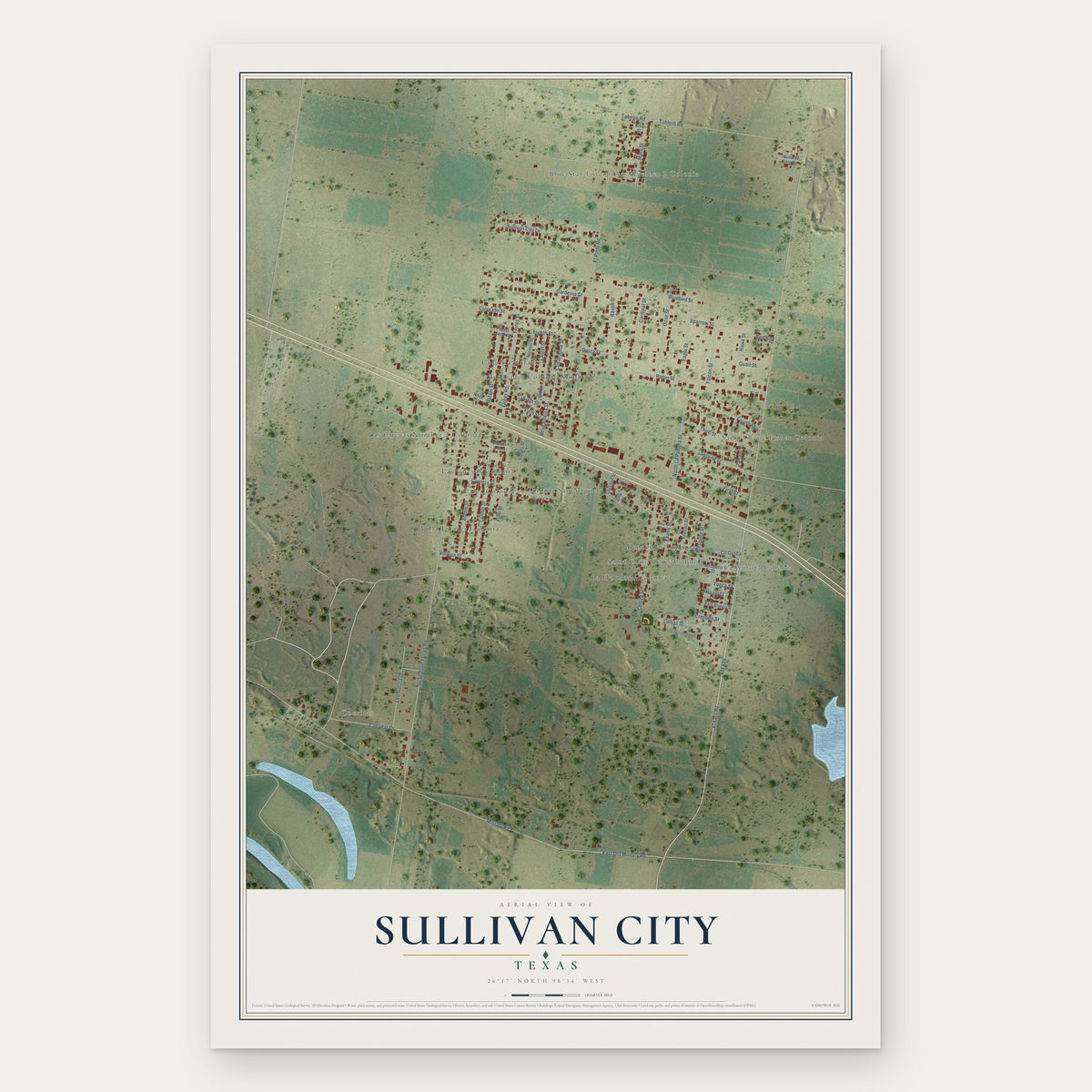 Sullivan City, Texas map print, the full design