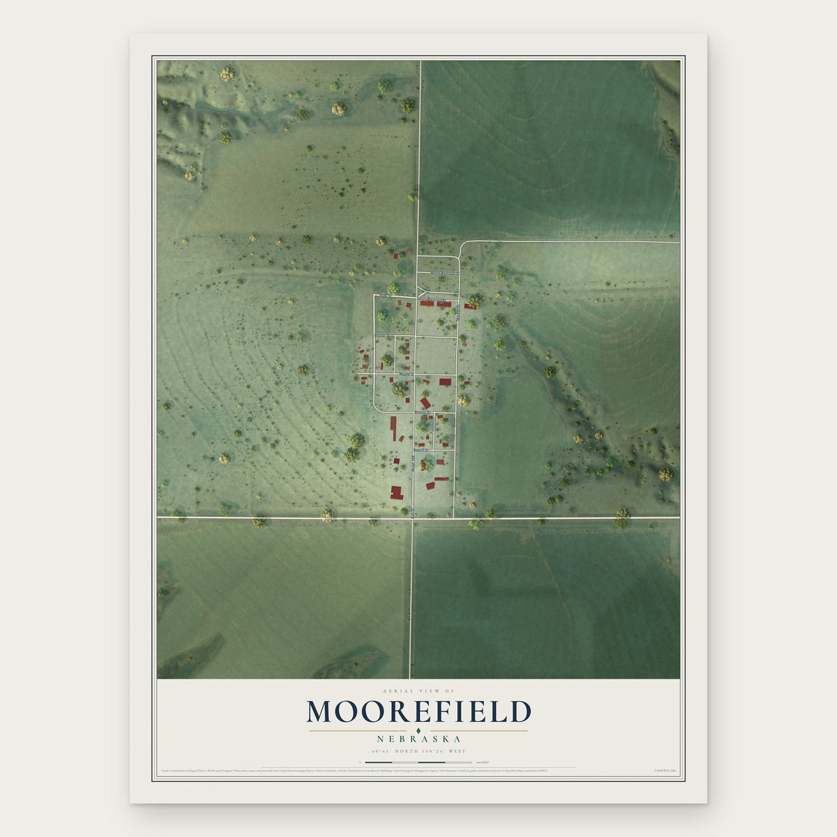 Moorefield, Nebraska map print, the full design