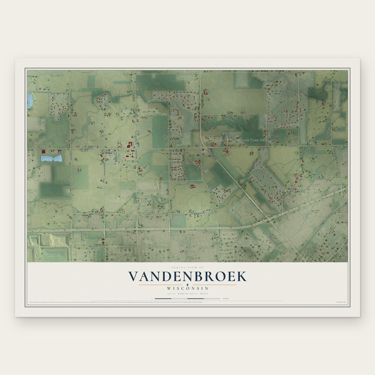Vandenbroek, Wisconsin map print, the full design
