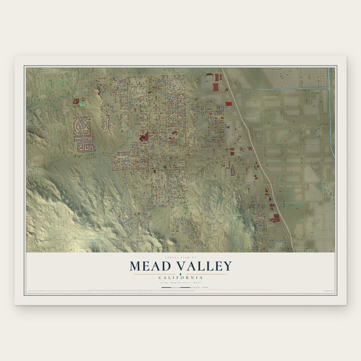 Mead Valley, California map print, the full design