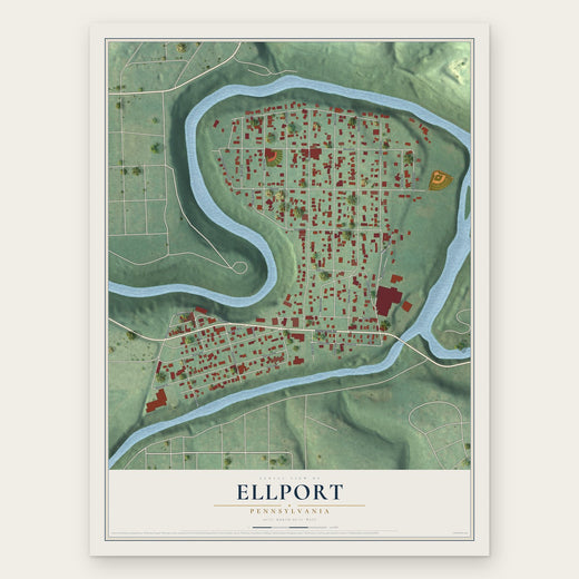 Ellport, Pennsylvania map print, the full design