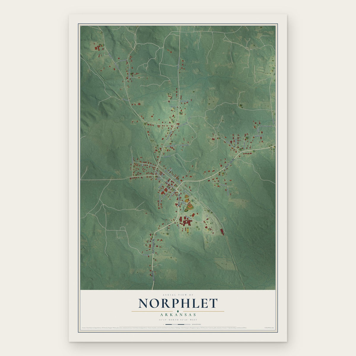 Norphlet, Arkansas map print, the full design