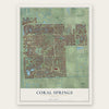 Coral Springs, Florida map print, the full design