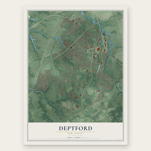 Deptford, New Jersey map print, the full design