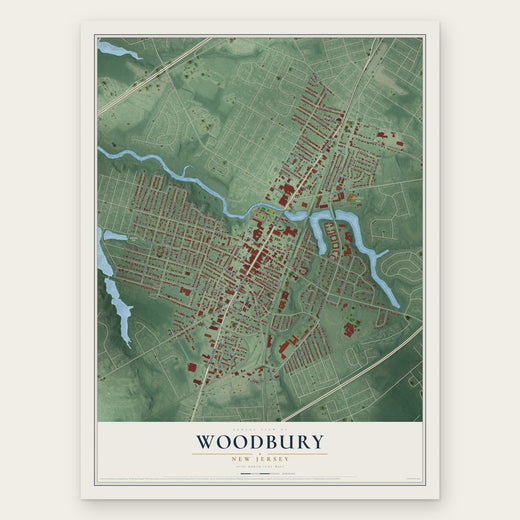 Woodbury, New Jersey map print, the full design