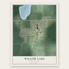 Willow Lake, South Dakota map print, the full design