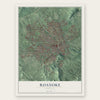Roanoke, Virginia map print, the full design
