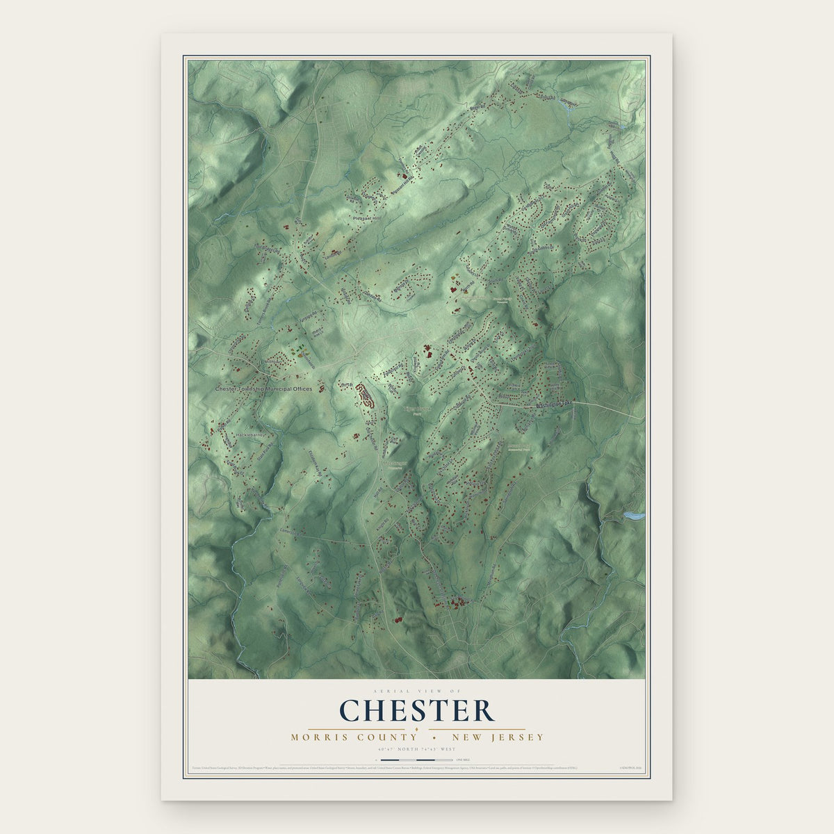 Chester, Morris County, New Jersey map print, the full design