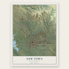 New Town, North Dakota map print, the full design